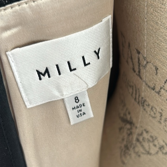 Milly Black 3/4 Length Sleeve Lace Midi Dress Size 8 - Picture 10 of 13